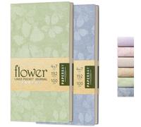 PAPERBAY Diario de bolsillo forrado de tapa blanda de 4 x 7 pulgadas, 192 páginas de piel sintética con patrón floral, papel de 100 g/m² con marcapáginas de cinta, colores pastel vintage para mujeres