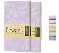 PAPERBAY Diario de bolsillo forrado de tapa blanda de 4 x 7 pulgadas, 192 páginas de piel sintética con patrón floral, papel de 100 g/m² con marcapáginas de cinta, colores pastel vintage para mujer