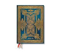 Paperblanks 2025-2026 Blue Luxe Luxe Design 18-Month Planner Flexis MIDI Horizontal Elastic Band 224 Pg 80 GSM