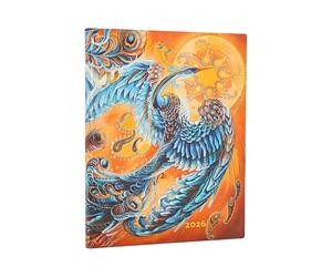 Paperblanks | 2026 Pájaro del cielo | Aves de la suerte | Calendario de 12 meses Flexi | Ultra | Vertical | Cierre de banda elástica | 176 Pg | 100 GSM