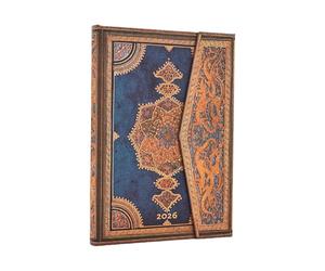 Paperblanks | 2026 Safawidisch Indigo | Encuadernación Safawidian | Calendario 12 Monat | Midi | Horizontal | mit Klappumschlag | 160 Pg | 100 GSM