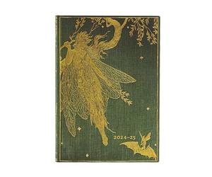 Paperblanks Agenda 18 Meses Flexis de Tapa Blanda 2025, Hada Oliva, Midi, Apaisado, Cierre con Banda Elástica