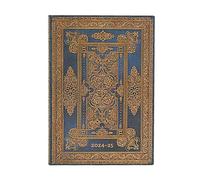 Paperblanks Agenda 18 Meses Flexis de Tapa Blanda 2025, Lujo Azul, Midi, Apaisado, Cierre con Banda Elástica