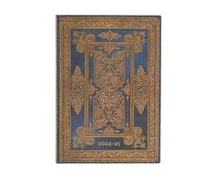 Paperblanks Agenda 18 Meses Flexis de Tapa Blanda 2025, Lujo Azul, Midi, Apaisado, Cierre con Banda Elástica
