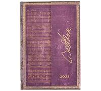 Paperblanks Agendas de 12 Meses 2023 Beethoven, Sonata n° 10 para Violín | Apaisado | Mini (100 × 140 mm)
