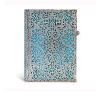 Paperblanks - Libreta de filigrana azul plata colección Maya, formato mediano, forrada