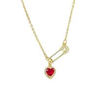 Paperclip Necklace for Women - Heart Shape colgante, Fashion Gemstone
