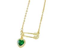 Paperclip Necklace for Women - Heart Shape colgante, Fashion Gemstone