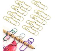 Paperclip Pen Holder, 9 Pcs Heart Pen Clip For Notebook, 2.8in Paperclip Pens Holders for Papers Planner Jumbo Office Supplies (Gold)