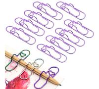 Paperclip Pen Holder, 9 Pcs Heart Pen Clip For Notebook, 2.8in Paperclip Pens Holders for Papers Planner Jumbo Office Supplies (Purple)