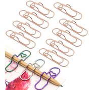 Paperclip Pen Holder, 9 Pcs Heart Pen Clip For Notebook, 2.8in Paperclip Pens Holders for Papers Planner Jumbo Office Supplies (Rose Gold)