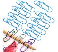 Paperclip Pen Holder, 9 Pcs Heart Pen Clip For Notebook, 2.8in Paperclip Pens Holders for Papers Planner Jumbo Office Supplies (Blue)