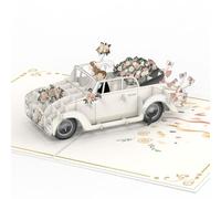 papercrush® Tarjeta de boda tamaño DIN A4 XXL, tamaño XXL, diseño de coche de boda, tarjeta de boda 3D extragrande con coche "just married", tarjeta de felicitación para boda, regalo de dinero para