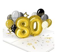 papercrush® Tarjeta de cumpleaños 3D hecha a mano para hombres y mujeres (80 años), felicitación por el 80º cumpleaños - Tarjeta de felicitación especial con sobre