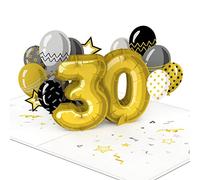 papercrush® Tarjeta desplegable de 30 cumpleaños - Tarjeta de cumpleaños 3D hecha a mano para mujeres y hombres, felicitaciones por el 30º cumpleaños, 30 años de aniversario en la empresa