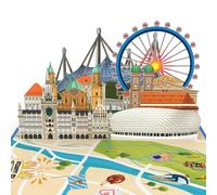 papercrush® Tarjeta desplegable de Múnich - vale especial o cupón de viaje para viaje de Baviera, tarjeta de regalo 3D o vale de hotel para cumpleaños, idea de regalo para un viaje urbano en Alemania