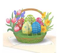 papercrush® Tarjeta desplegable de Pascua "Cesta con huevos de Pascua y flores" - Tarjeta de Pascua especial 3D como regalo de dinero o cupón para niños, tarjeta de Pascua hecha a mano con sobre