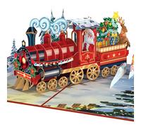 papercrush® Tarjeta desplegable de tren de Navidad - Divertida tarjeta de Navidad 3D con expreso polar, Papá Noel y renos - Tarjeta de felicitación de Navidad con sobre para niños, hombre y mujer