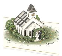 papercrush® Tarjeta emergente para boda con tarjeta de boda 3D con pareja de novios e iglesia, elegante y original tarjeta de felicitación para boda y ceremonia religiosa, regalo de plata para viaje