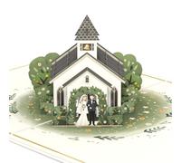 papercrush® Tarjeta emergente para boda con tarjeta de boda 3D con pareja de novios e iglesia, elegante y original tarjeta de felicitación para boda y ceremonia religiosa, regalo de plata para viaje
