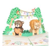 papercrush Tarjeta emergente para nacimiento de Hello Baby con animales, tarjeta de nacimiento 3D neutra para niñas y niños, felicitaciones por el bebé, tarjeta de felicitación y regalo de dinero para