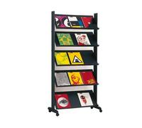 Paperflow Expositor Móvil Metálico Negro con 5 Repisas 85.5x167.5x38.5 cm