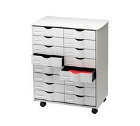 Paperflow Mueble Auxiliar Negro 16 Cajones para Oficina Poliestireno 71,5x58x34,3 cm