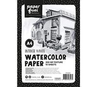 Paperfuel Bloc de papel de acuarela, blanco, 300 g/m², 10 hojas, textura A4, cuaderno de bocetos para pintura de acuarela, letras a mano, letras con pincel y otras manualidades en papel