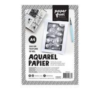 Paperfuel PF800203 A4, blanco, papel texturizado de 300 g/m hojas para acuarela, mano y letras con pincel, Madera, 10 Stk