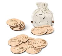 PaperKiddo Tarjetas de hito para bebé, 30 diseños, 15 unidades, juego de tarjetas de hito de madera durante el embarazo, como regalo para futuros padres y bebés para compartir momentos de embarazo