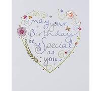 Paperlink Tarjeta de cumpleaños general para mujer, con texto en inglés "May Your Birthday Be As Special As You", corazón floral en relieve con papel de aluminio, ecológica y reciclable