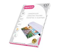 Paperlock - Pack de 100 bolsas de plastificación A4 80mic, acabado brillante transparente