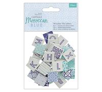 Papermania Capsule, Madera, Moroccan Blue, Wooden Tile Letters (50 Pieces)