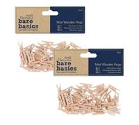 Papermania Mini Pinzas de Madera Natural Paquete de 100, (2 Paquetes de 50) para Manualidades de Papel, decoración, decoración del hogar, Boda, pequeños artículos Esenciales para Manualidades