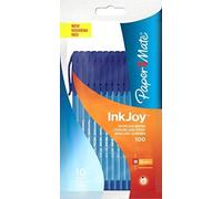 PaperMate Inkjoy 100 - Bolígrafo de punta de bola (10 unidades, punta media, con tapón), color azul
