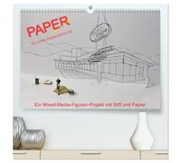 PAPERminis - Ein Mixed-Media-Figuren-Projekt mit Stift und Papier (hochwertiger Premium Wandkalender 2026 DIN A2 quer), Kunstdruck in Hochglanz: ... der Dimensionen zwischen Papier und Figur