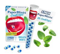 PaperMints CoolCaps - Mentas frescas instantáneas sin azúcar, 5 tubos de 18 cápsulas. Tratamiento para mal aliento extremo para adultos, perlas aromatizantes para halitosis, apto para dieta cetogénica