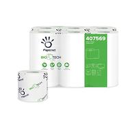 Papernet Papel higiénico de 2 capas Bio Tech 407569|8 paquetes de 12 rollos envueltos individualmente cada uno con 165 hojas 11 x 9,5 cm|Longitud del rollo 18,1 m|Diámetro 10cm|Blanco, Estándar