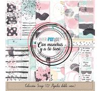 Papers For You Colección 12 Papeles Scrap doble cara 180gr 12"x12" (con Manchas y a Lo Loco)