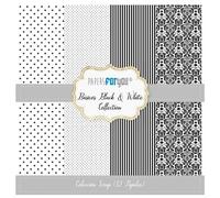 Papers For You - Kit de Papeles para Scrapbooking y Manualidades | Colección Básicos Blanco y Negro | Incluye 12 Papeles a Doble Cara con Diseños Diferentes | Tamaño 30,48 x 30,48 cm (12" x 12")