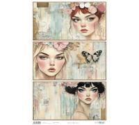 Papers For You - Papel de Arroz para Decoupage 54x33 cm | 25-30 g | Diseño Faces I | Manualidades y Scrapbooking