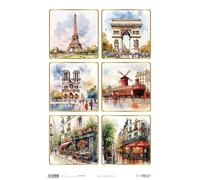 Papers For You - Papel de Arroz para Decoupage 54x33 cm | 25-30 g | Diseño Paris VI | Manualidades y Scrapbooking