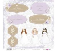 Papers For You - Papel Scrap doble cara 180gr 12"x12" (Sueños De Comunión Niña Morena)- Pack 4 uds.