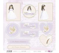 Papers For You - Papel Scrap doble cara 180gr 12"x12" (Sueños De Comunión Niña Morena)- Pack 4 uds.