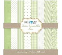 PAPERSFORYOU Colección 10 Papeles Scrap doble cara 180gr 12"x12" Básicos (Lima)