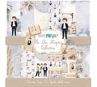 PAPERSFORYOU Colección 10 Papeles Scrap doble cara 180gr 12"x12" Comuniones (Un Día Magico Niño Pelirrojo)