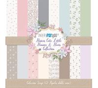 PAPERSFORYOU Colección 12 Papeles Scrap doble cara 180gr 12"x12" Básicos (Cute & Little Bunnies & Bears)
