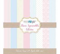 PAPERSFORYOU Colección 24 Papeles Scrap doble cara 180gr 12"x12" Básicos (Imprescindibles)