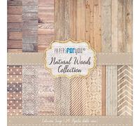 PAPERSFORYOU Colección 24 Papeles Scrap Mini doble cara 180gr 6"x 6" (Natural Wood)