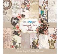 PAPERSFORYOU Colección 24 Papeles Scrap Mini doble cara 180gr 6"x 6" (Steampunk Retro Style)